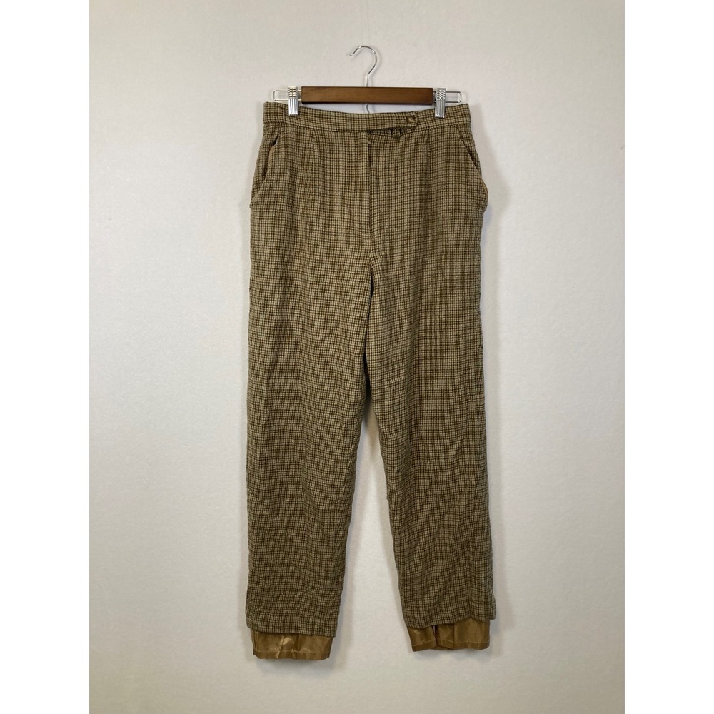 Vintage Pendleton Plaid Virgin Wool Trousers W Size 12‎ Brown Tan Classic Fit